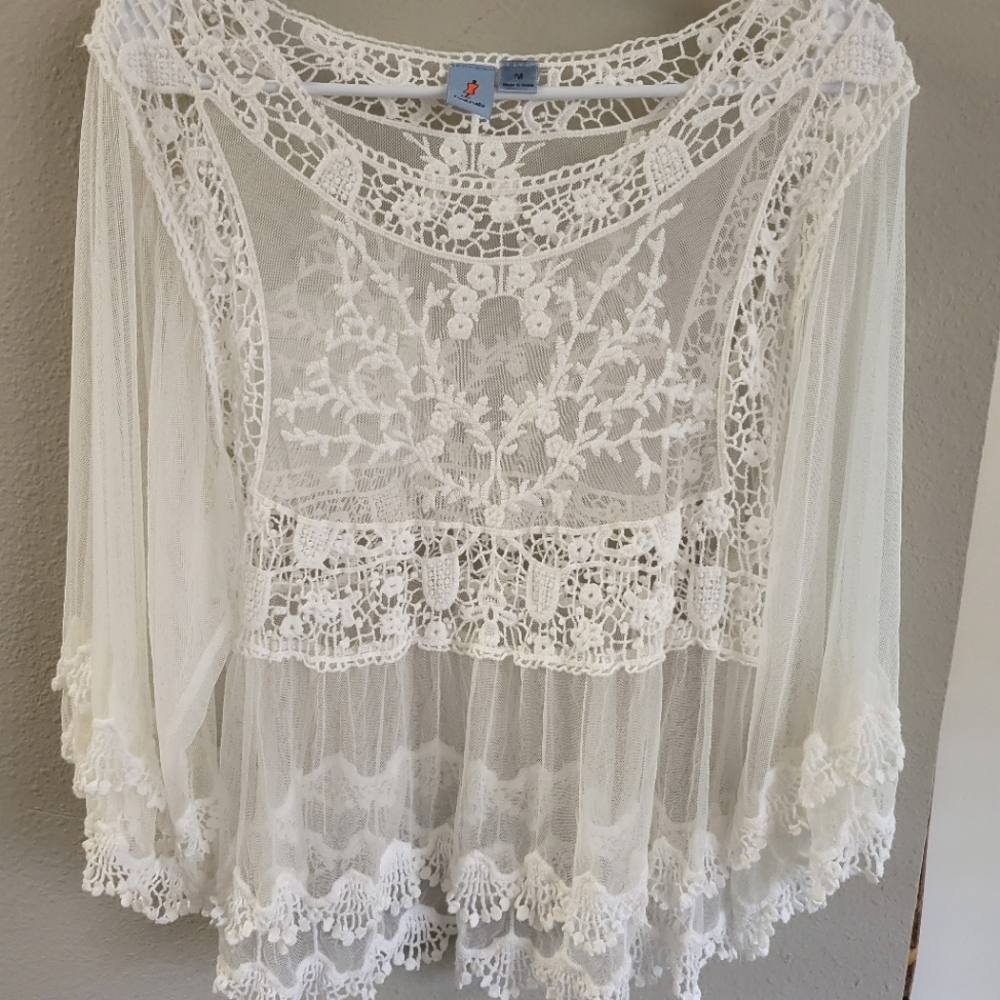 Boho Sheer Lace Womens Top